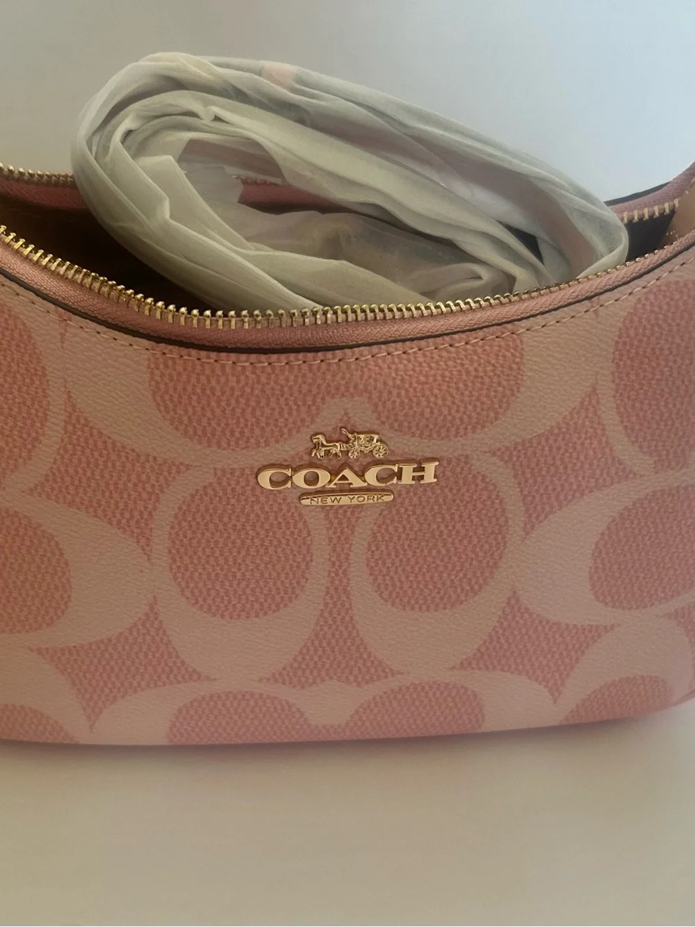 Coach Pink Signature Mini Hobo with Gold-Tone Logo
